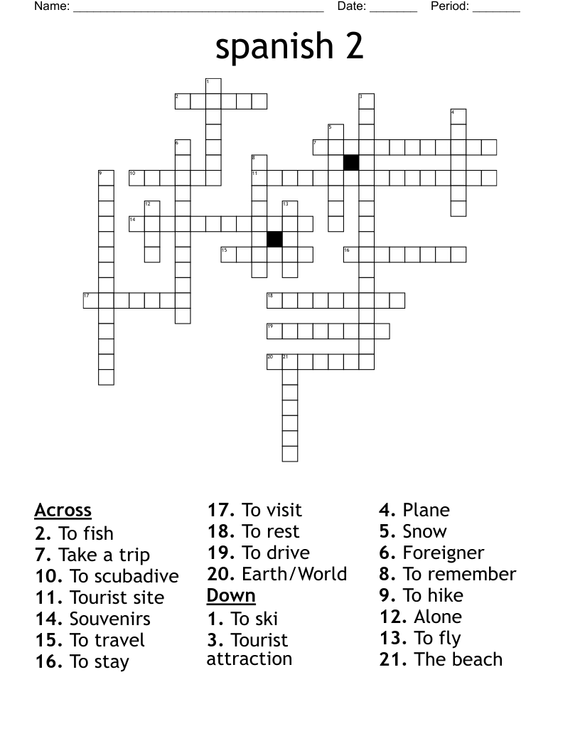 spanish 2 Crossword