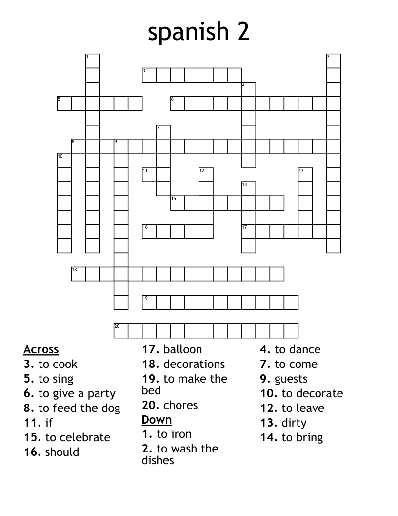 spanish 2 Crossword