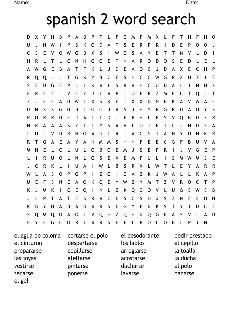 spanish 2 word search