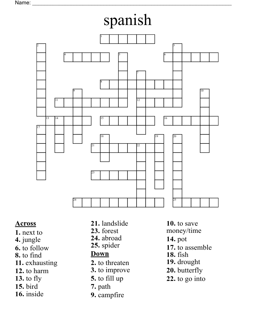 spanish Crossword