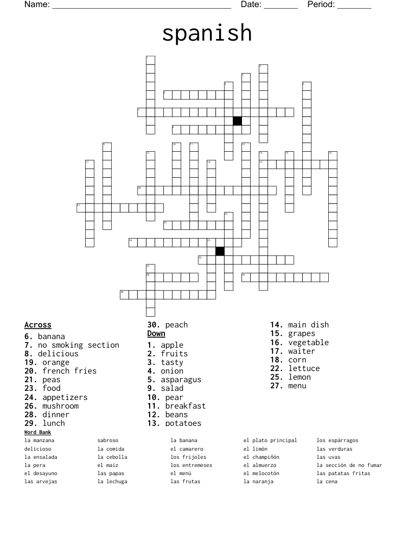 spanish Crossword