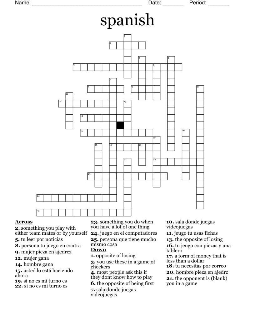 spanish Crossword