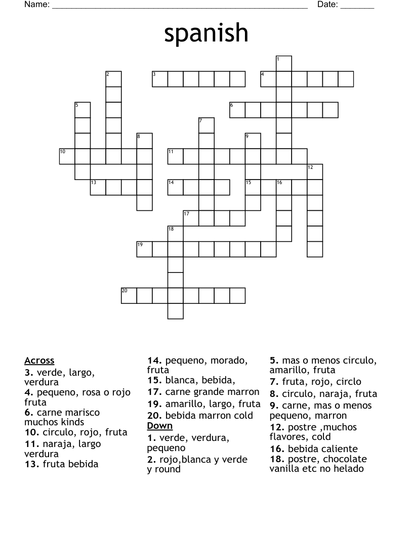 spanish Crossword