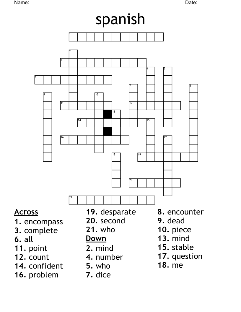 spanish Crossword