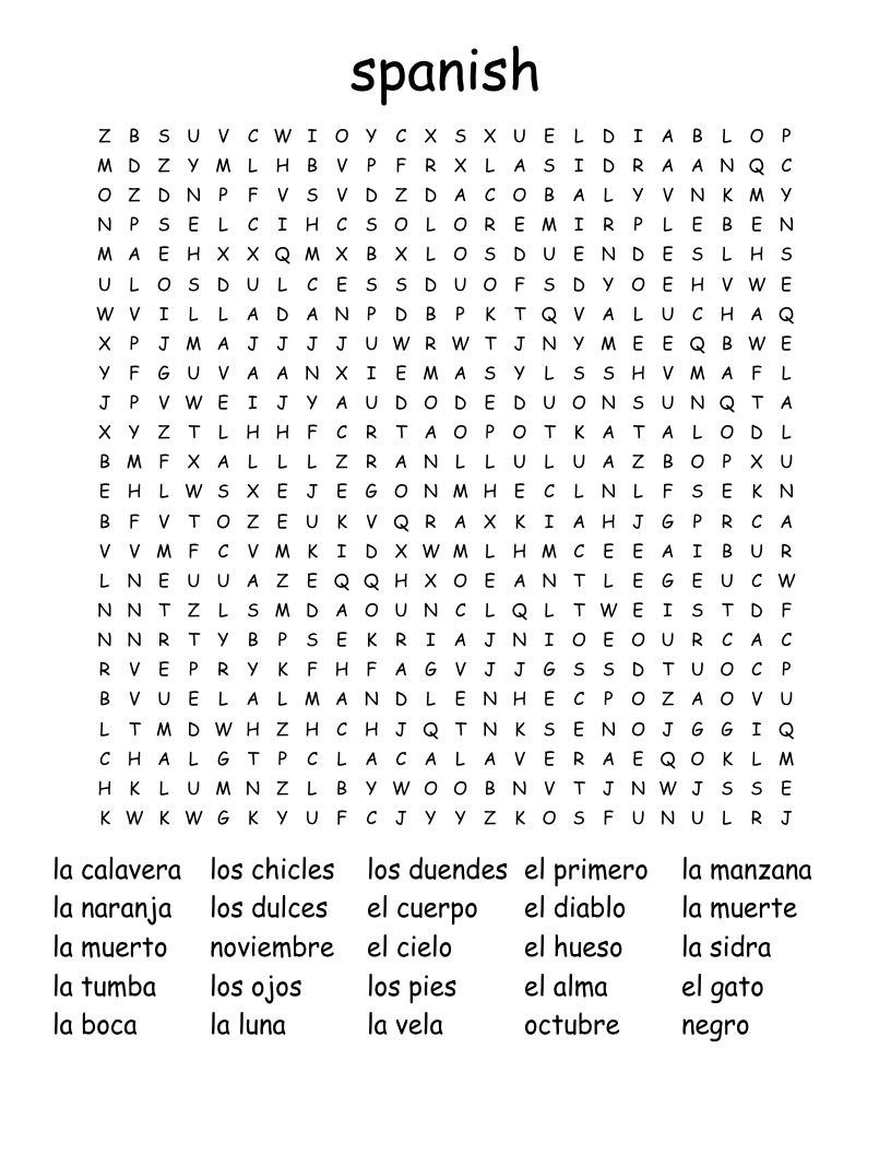 spanish Word Search