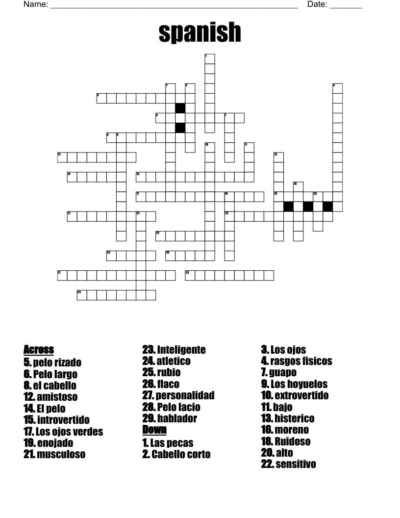 spanish Crossword