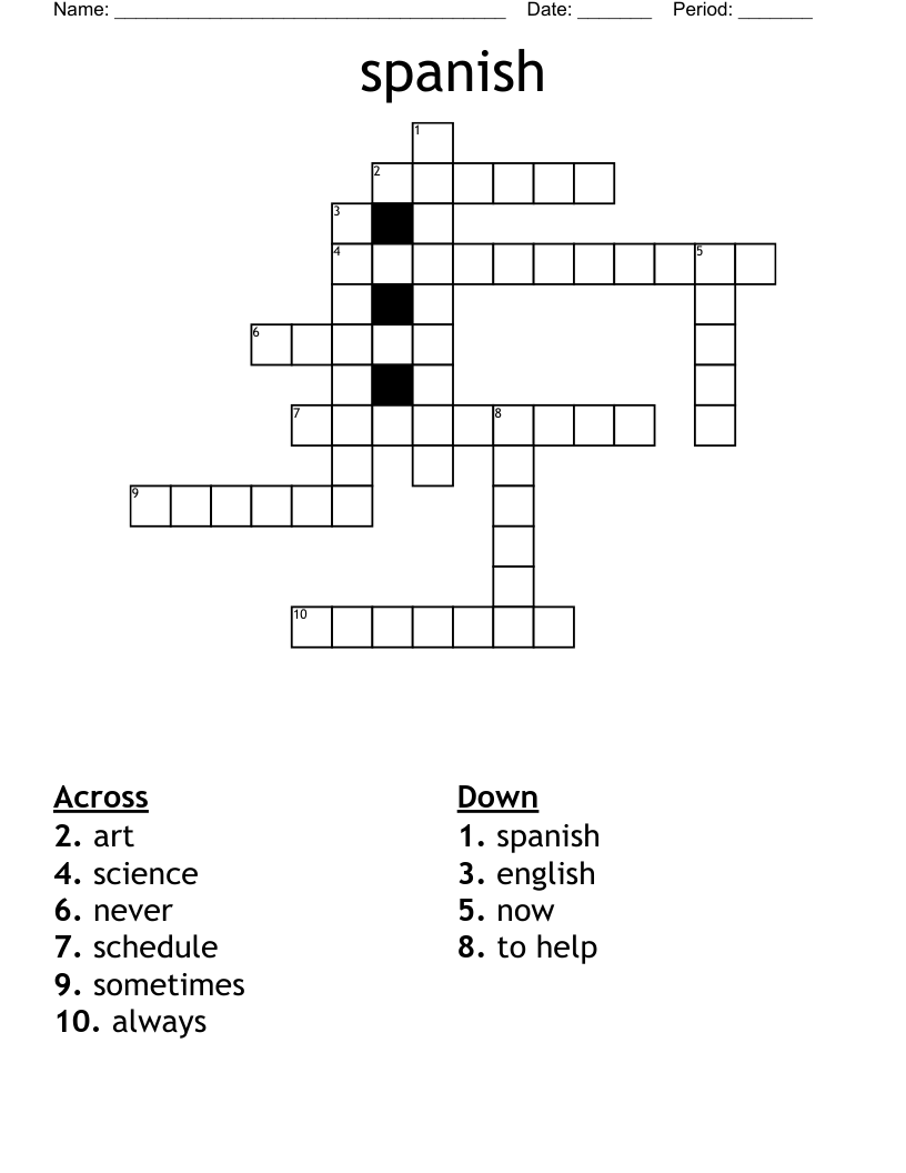 spanish Crossword