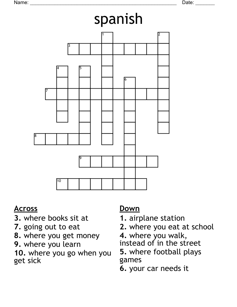 spanish Crossword