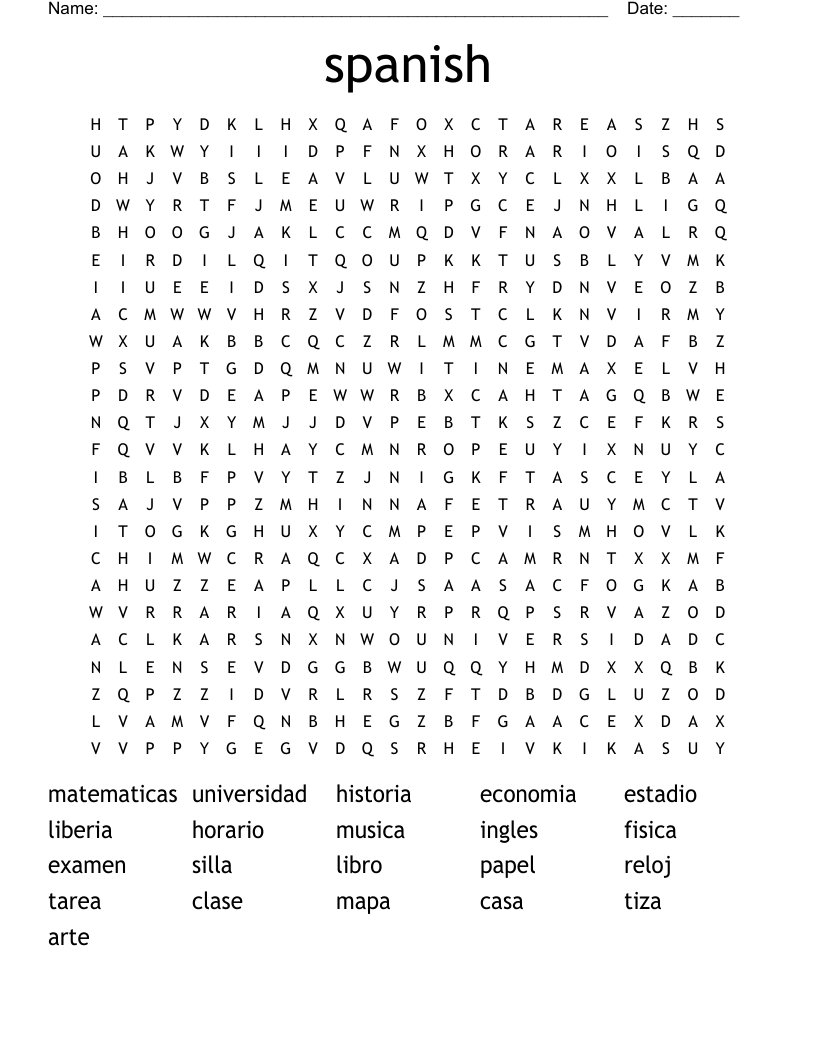 spanish Word Search