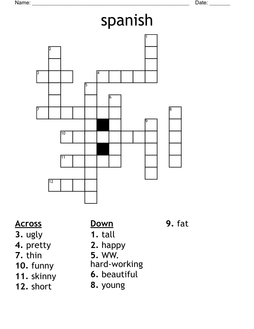 spanish Crossword