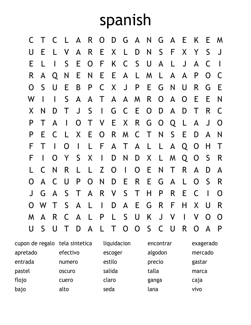 spanish Word Search