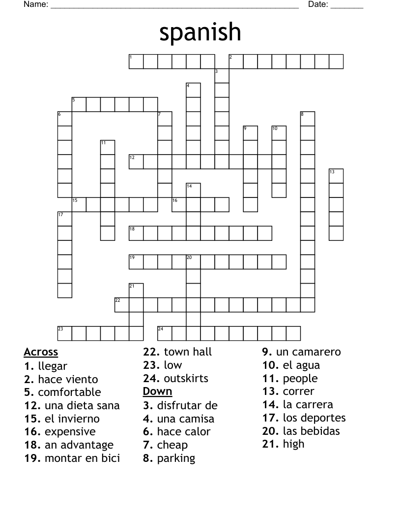 spanish Crossword