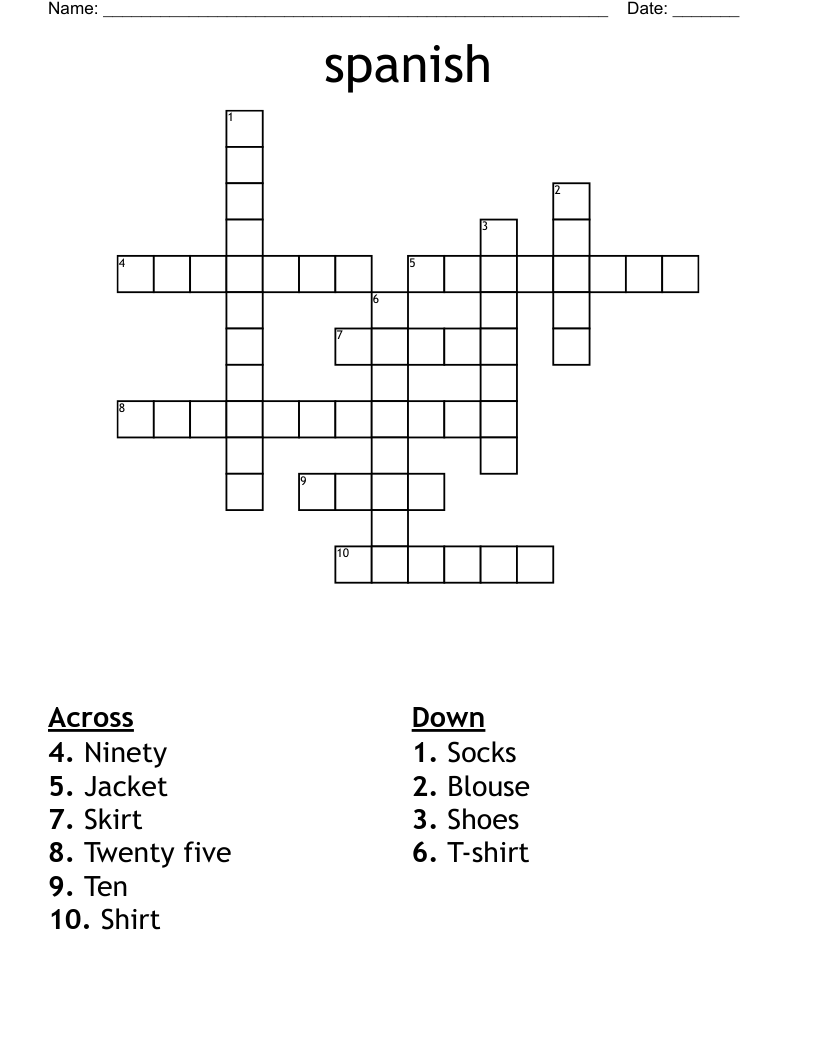 spanish Crossword