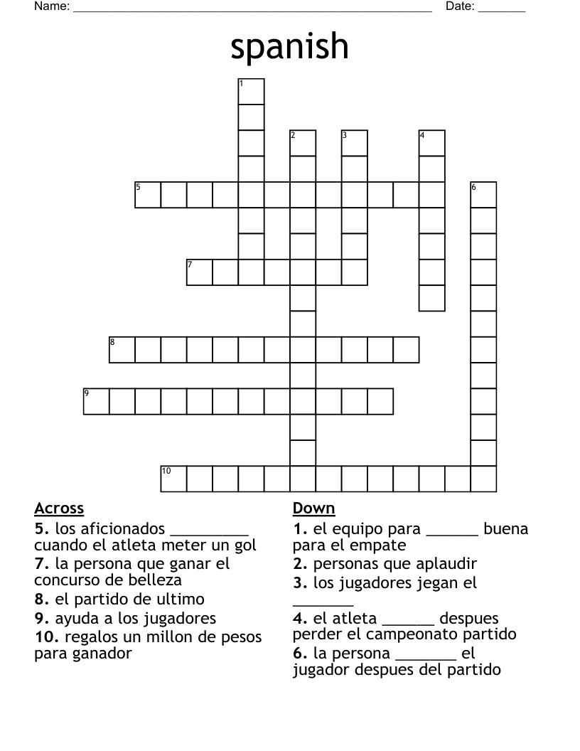 spanish Crossword