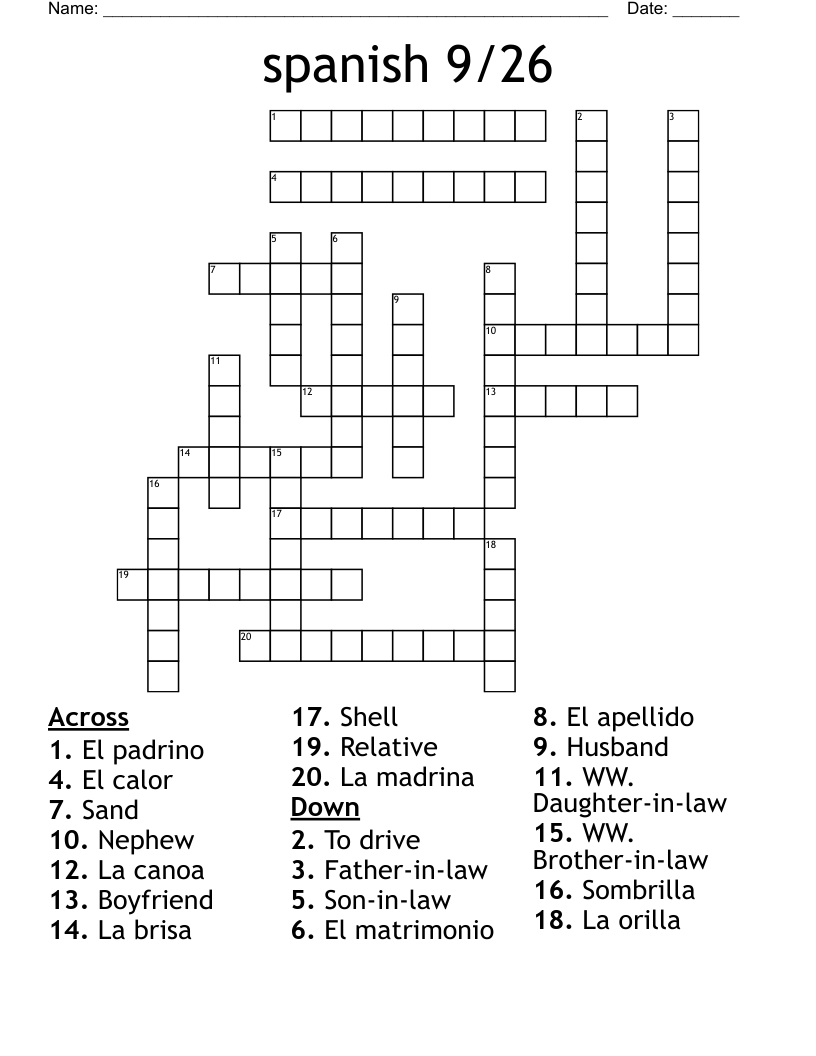 spanish 9/26 Crossword