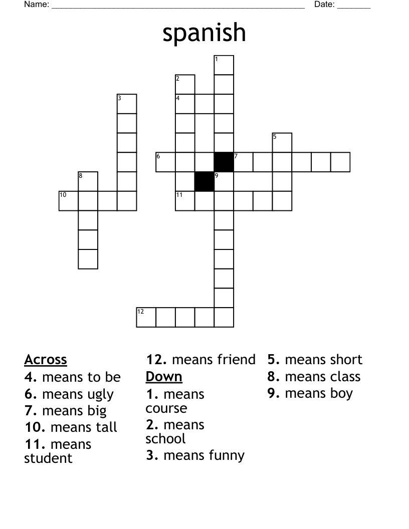 spanish Crossword