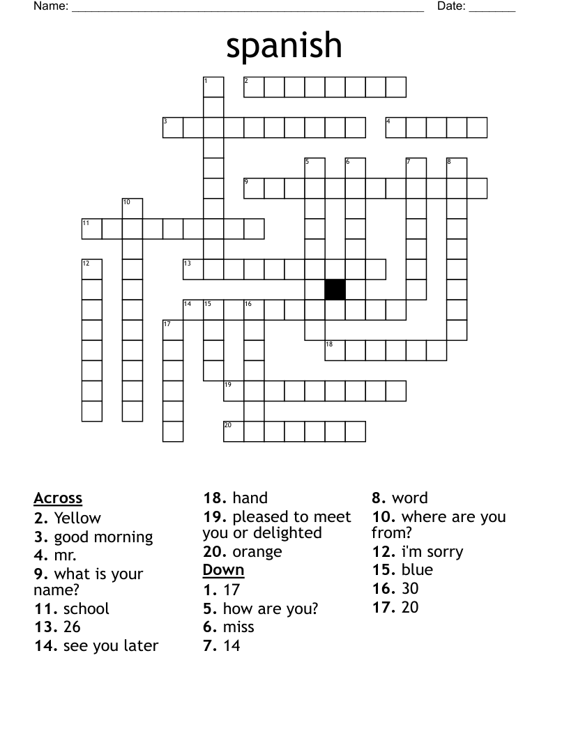 spanish Crossword