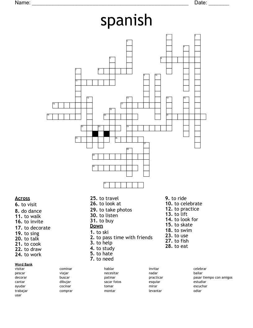 spanish Crossword