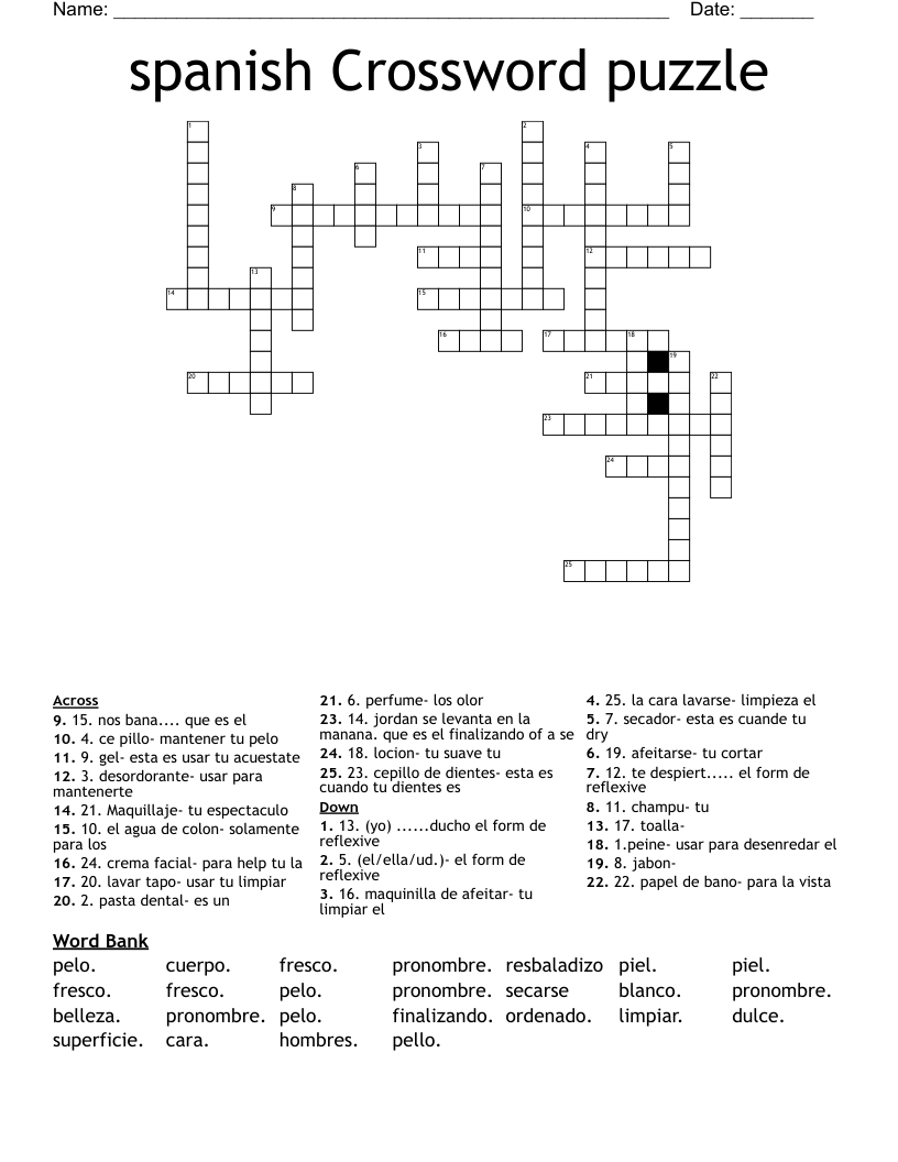 spanish Crossword puzzle 