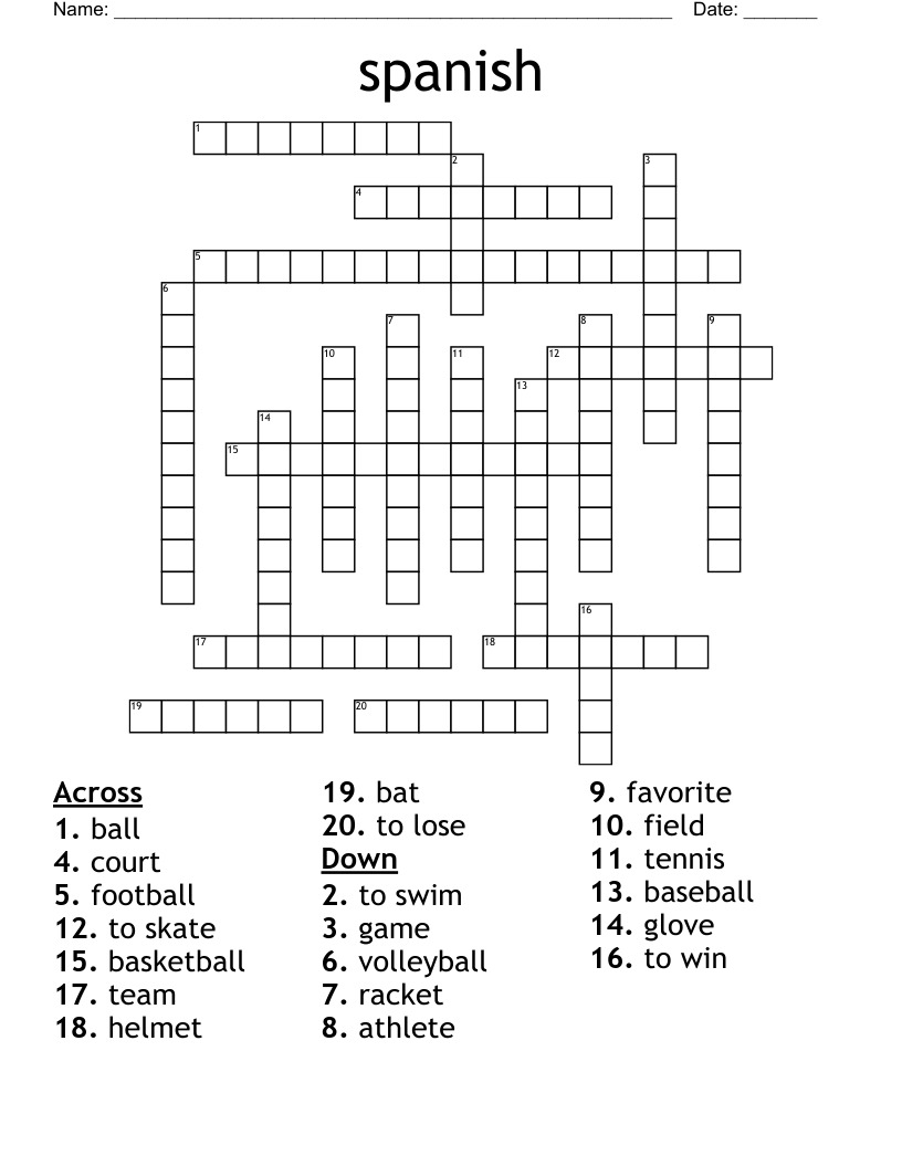 spanish  Crossword