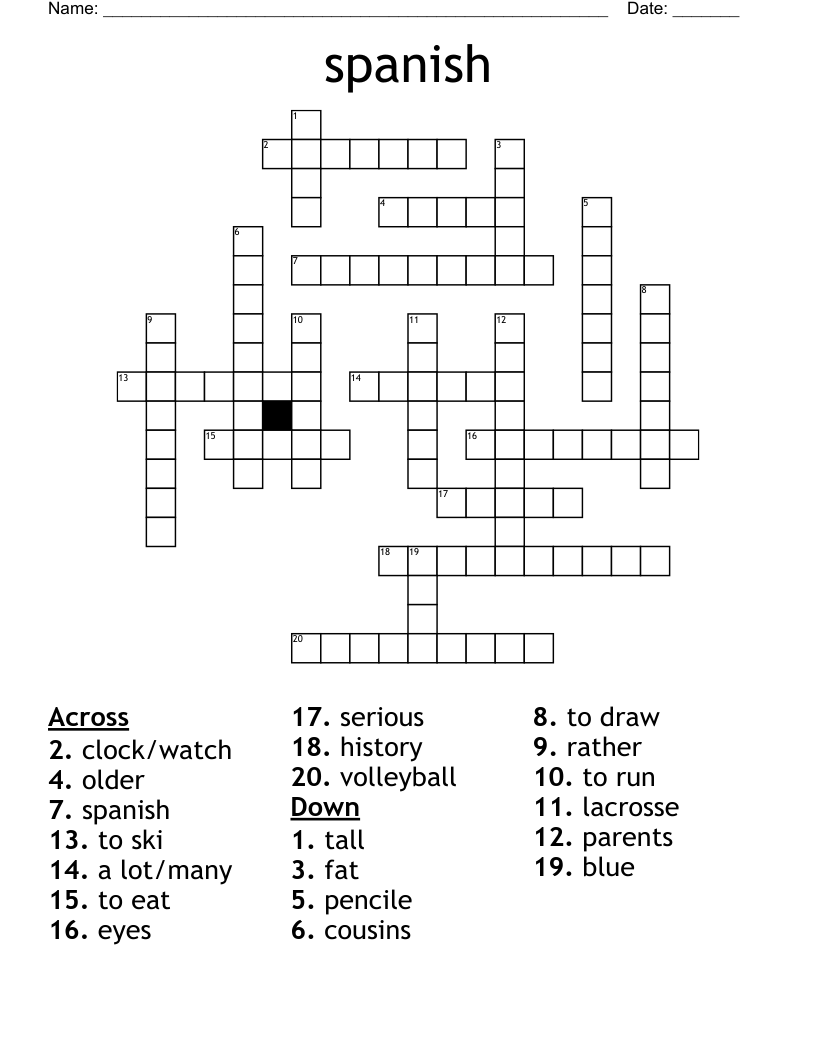 spanish  Crossword