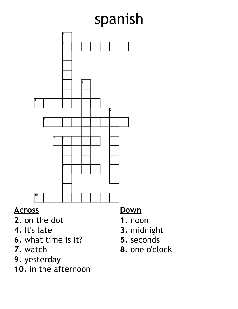 spanish  Crossword