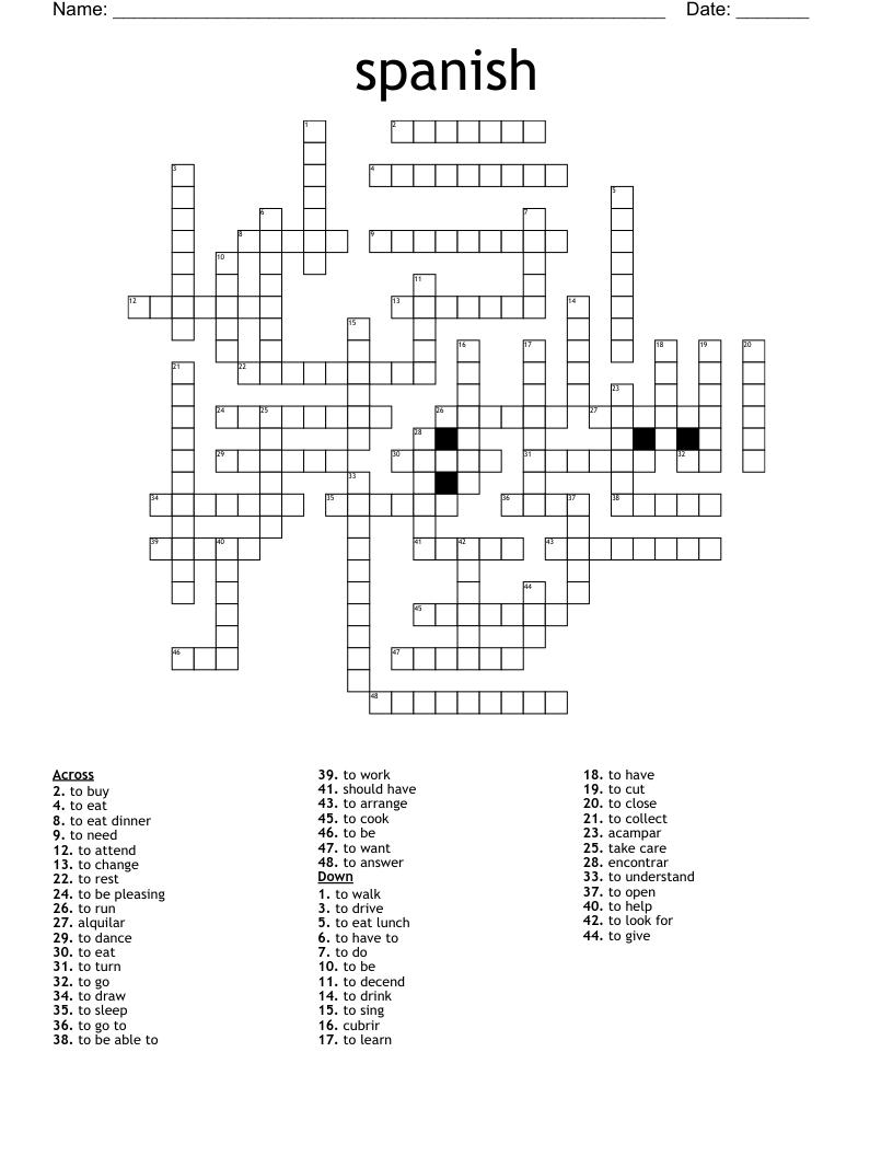 spanish  Crossword
