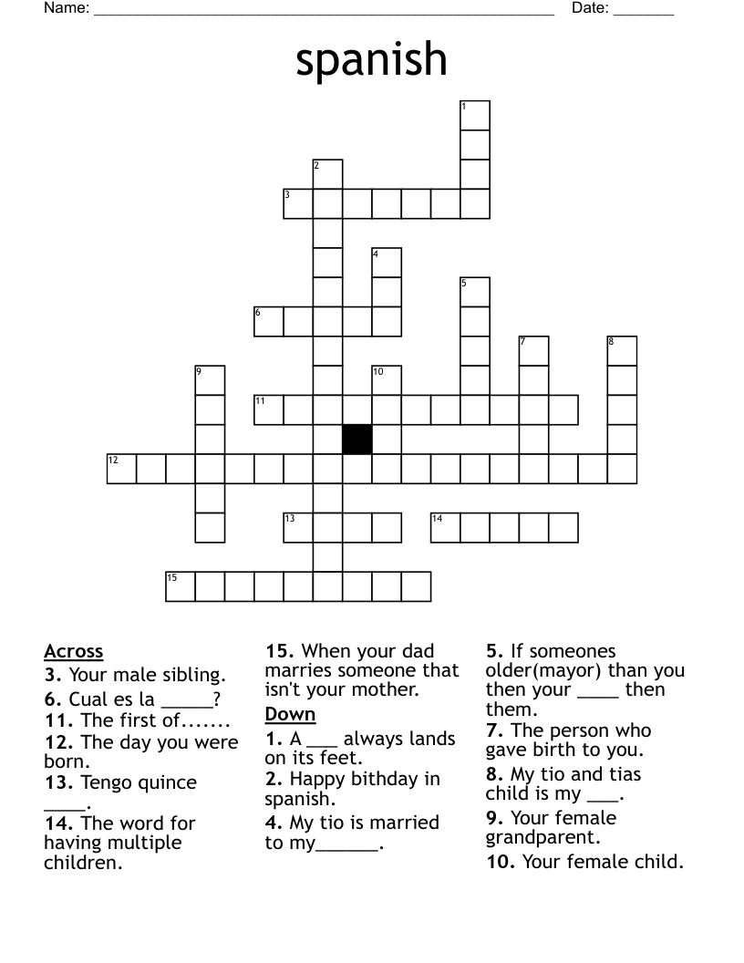 spanish  Crossword