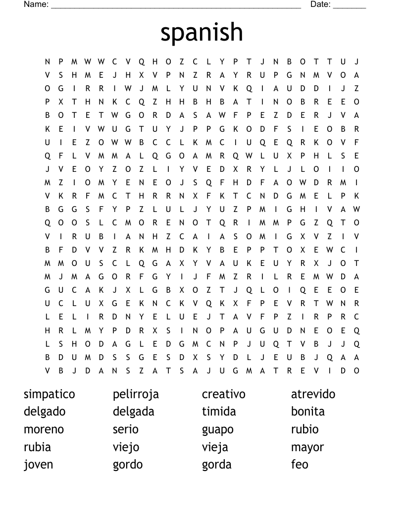 spanish  Word Search