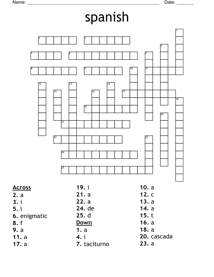 spanish  Crossword