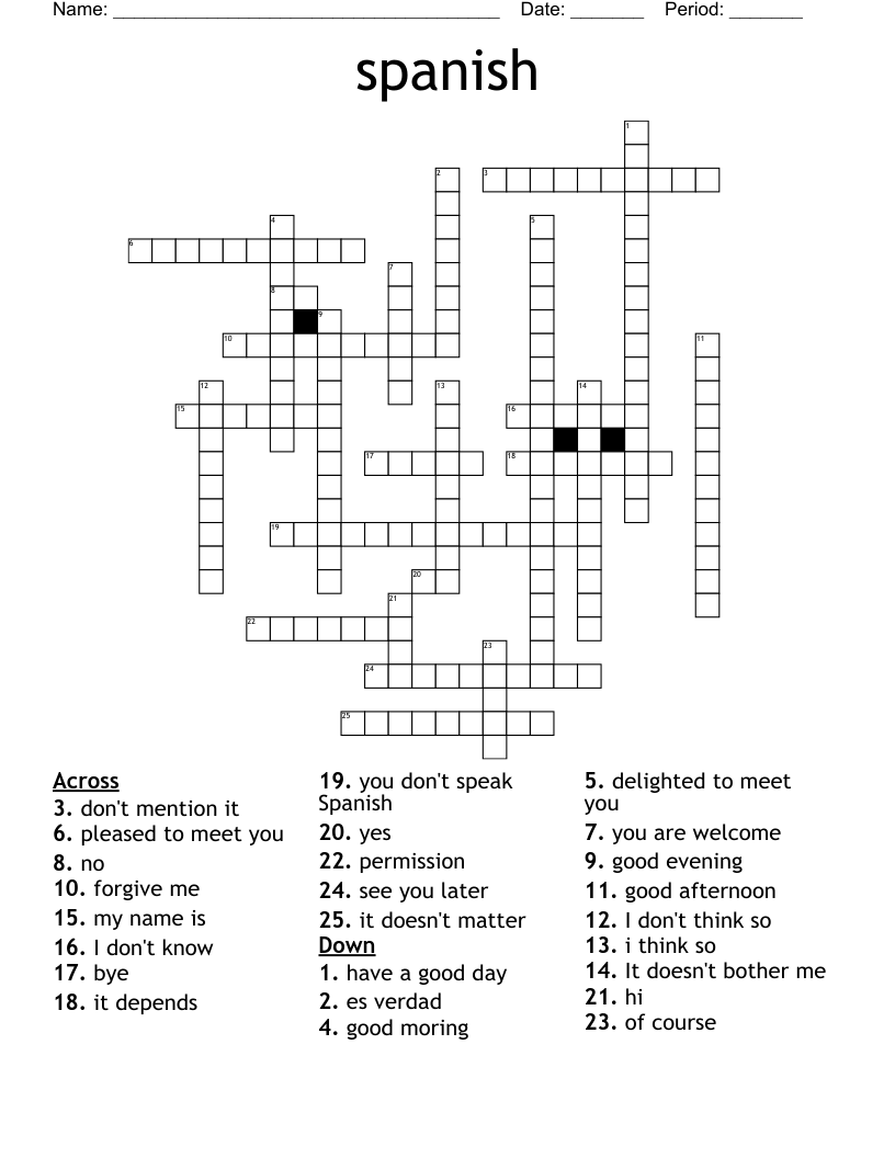 spanish  Crossword