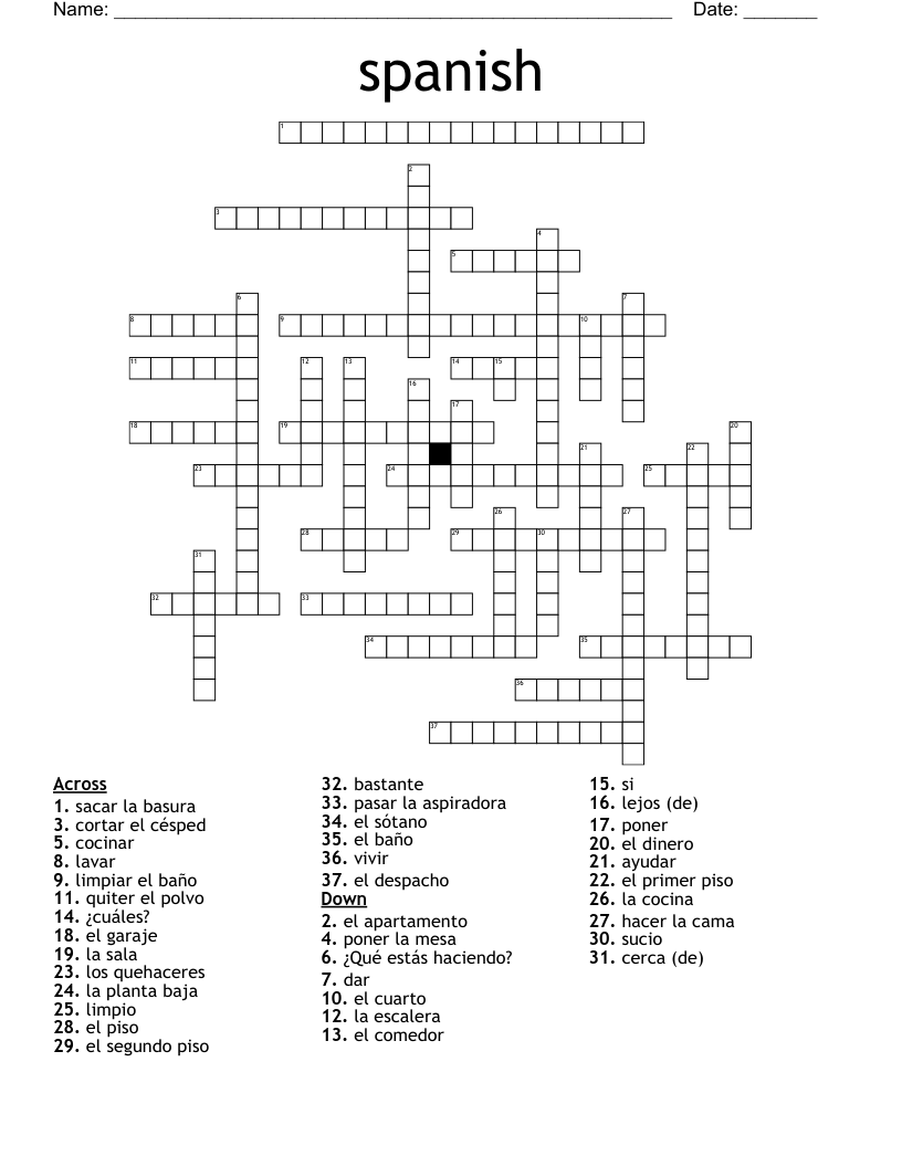 spanish  Crossword