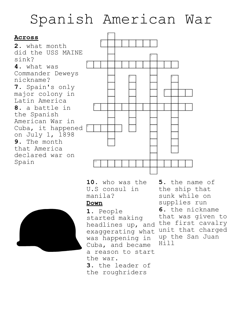 Spanish American War Crossword