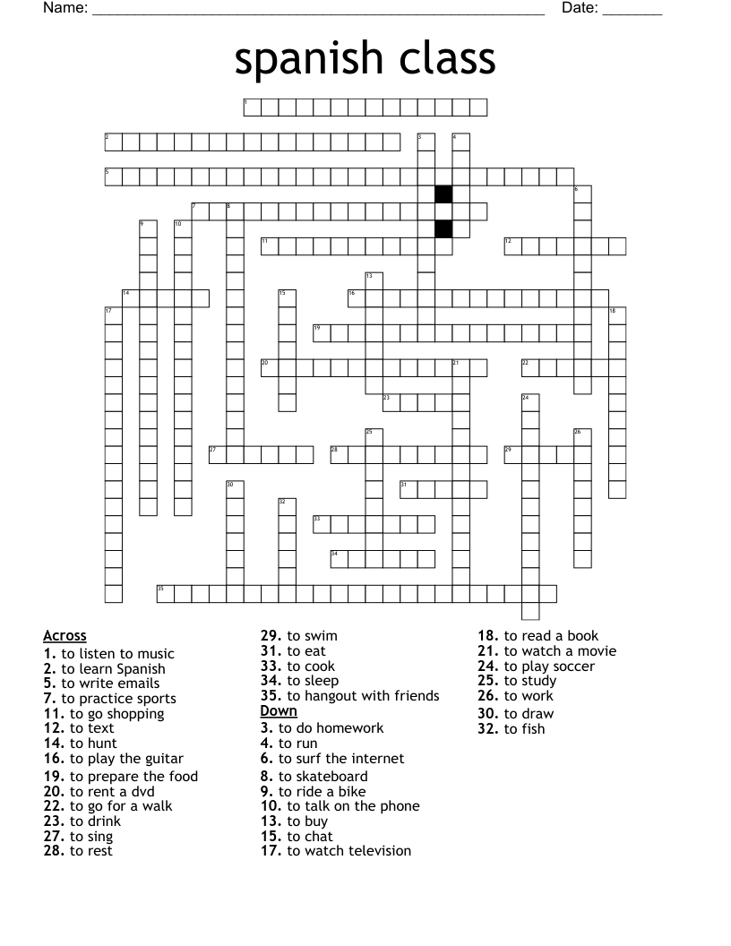 spanish class Crossword