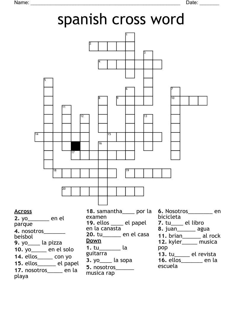 spanish cross word