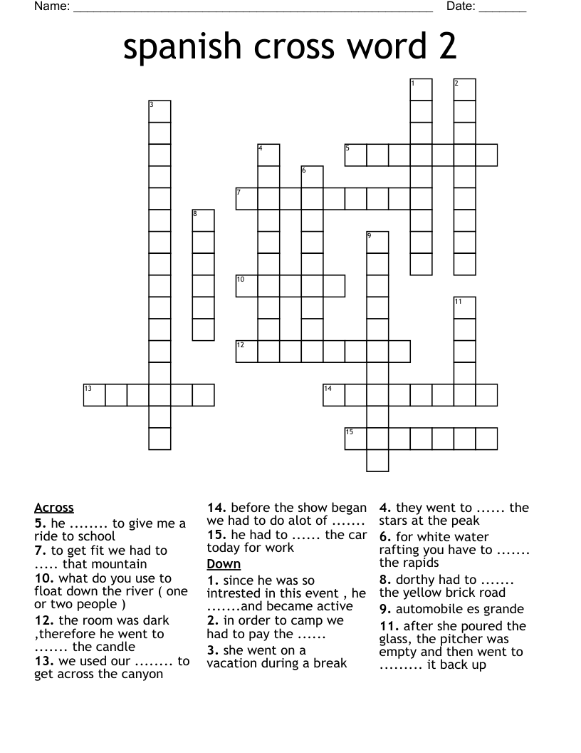 spanish cross word 2