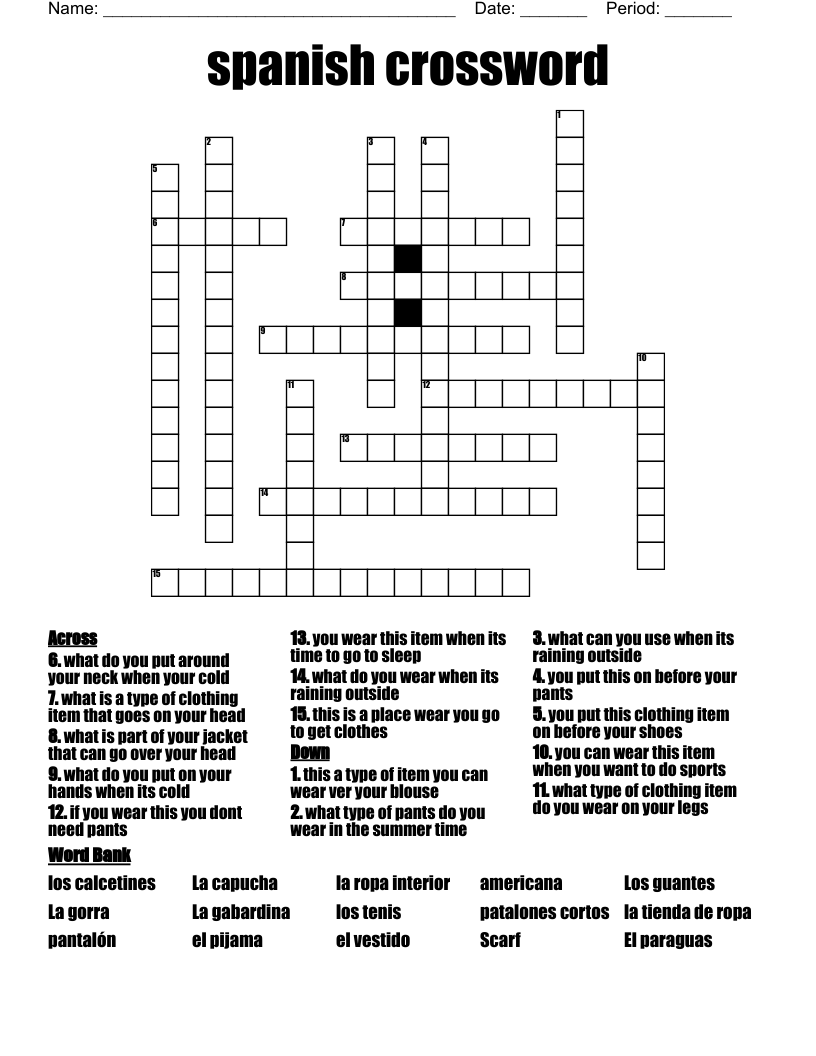 spanish crossword