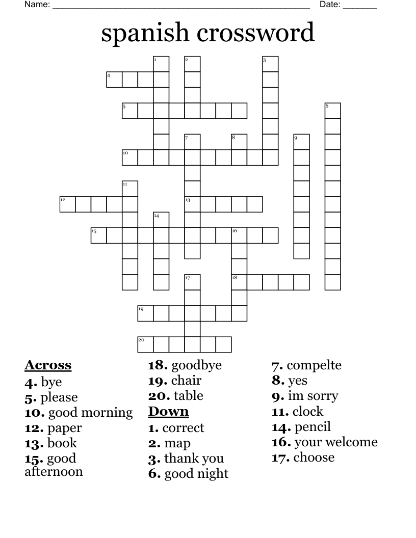 spanish crossword