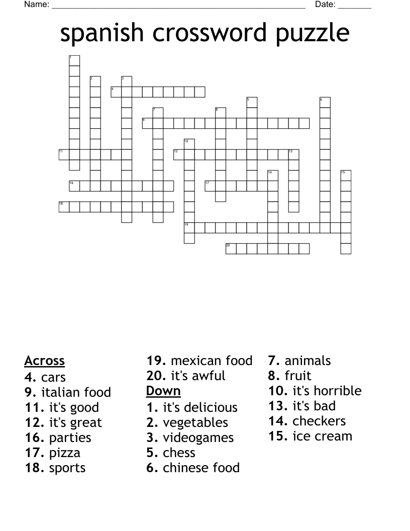 spanish crossword puzzle