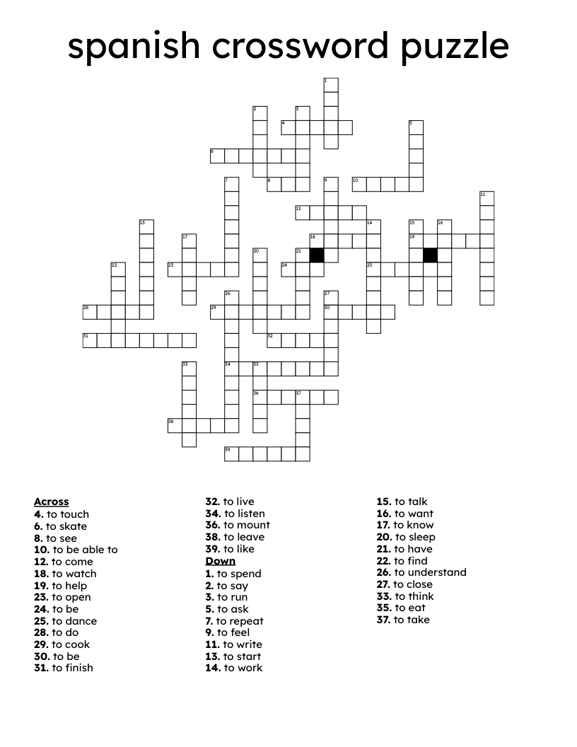 spanish crossword puzzle