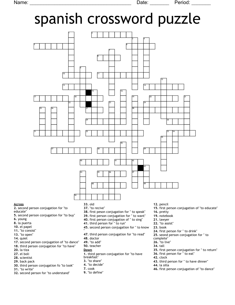 spanish crossword puzzle
