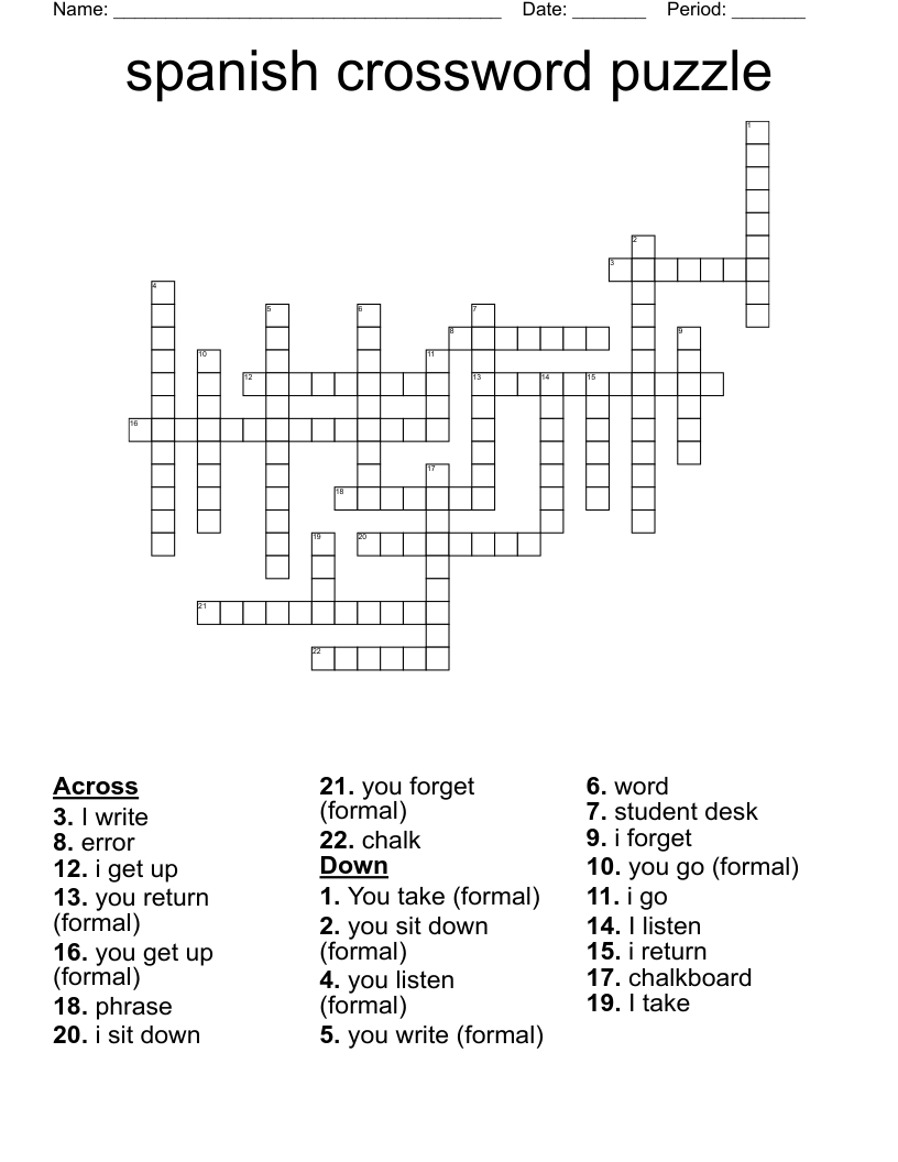 spanish crossword puzzle