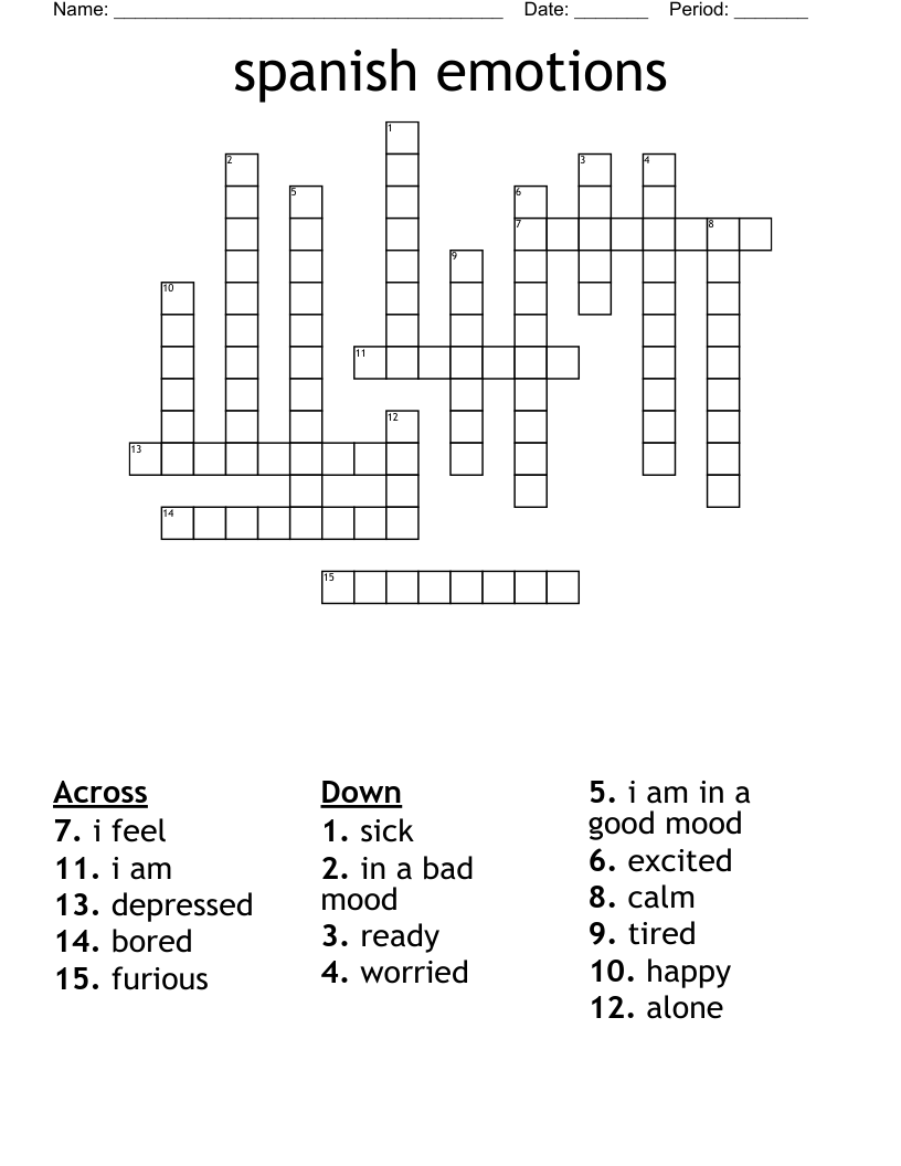 spanish emotions Crossword