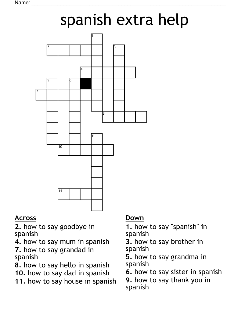 spanish extra help Crossword