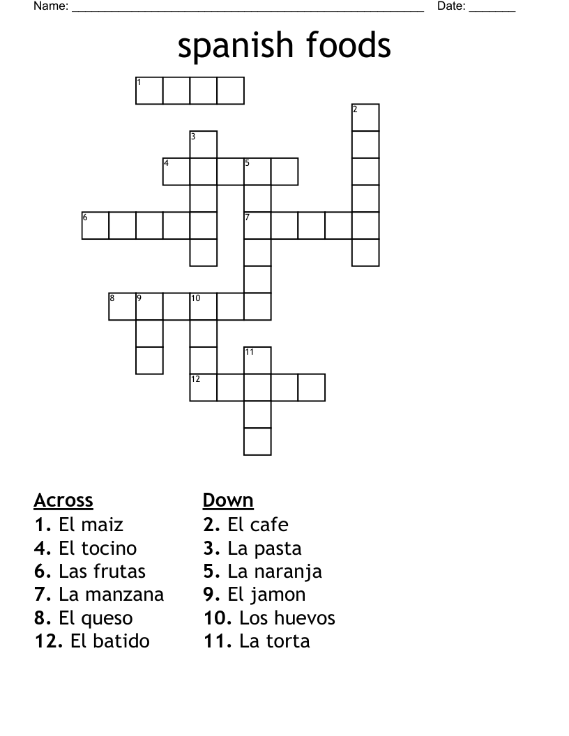 spanish foods Crossword