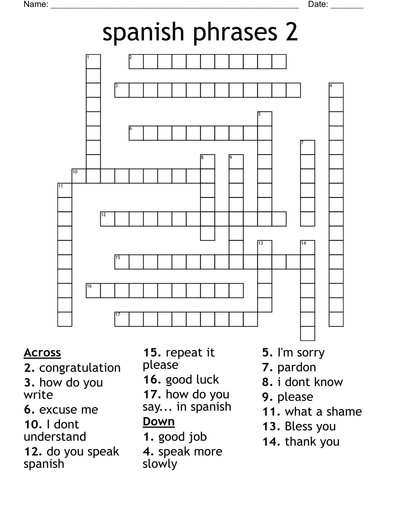 spanish phrases 2 Crossword