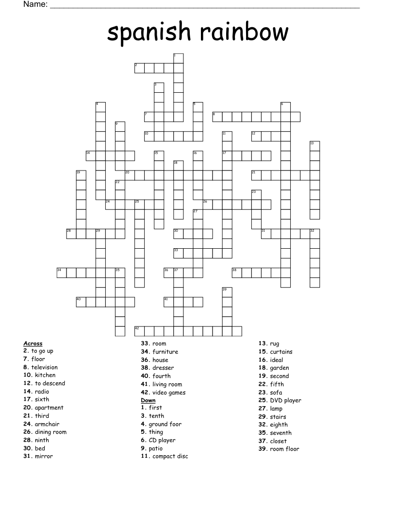 spanish rainbow Crossword