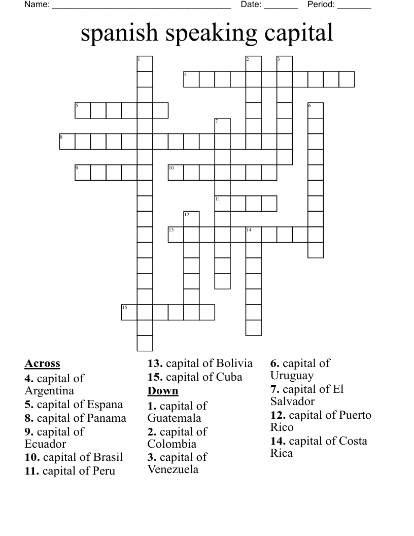 spanish speaking capital Crossword