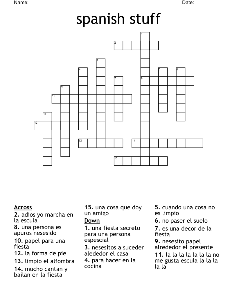 spanish stuff Crossword