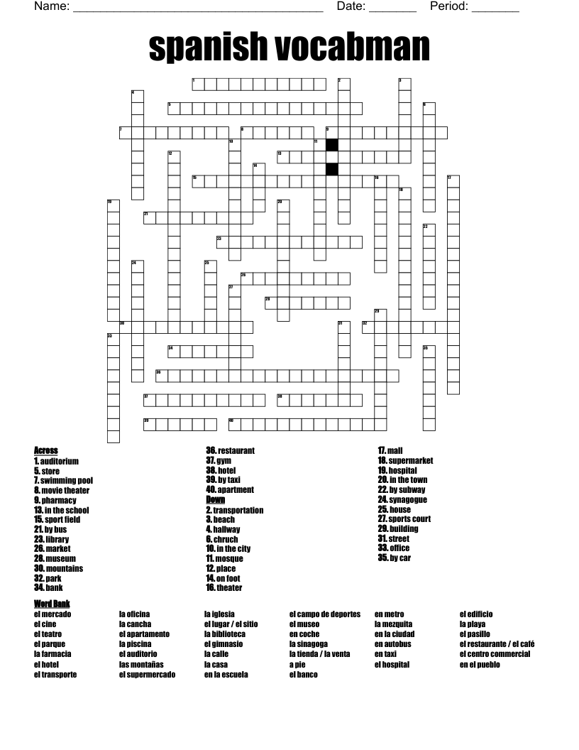 spanish vocabman  Crossword
